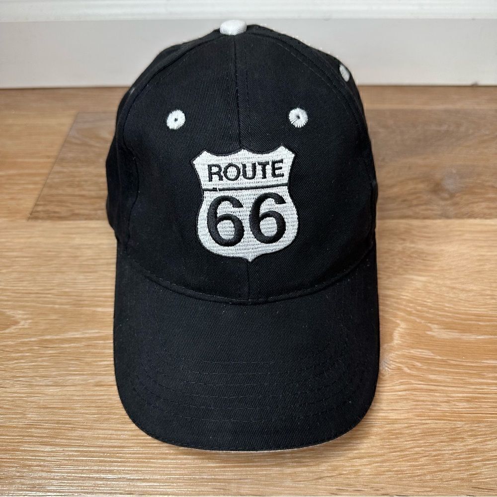 Route 66 Embroidered Black Adjustable Hat